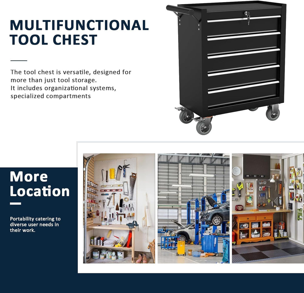 5-Drawer Metal Rolling Tool Chest with Wheels,Tool Storage Cabinet with Locki...
