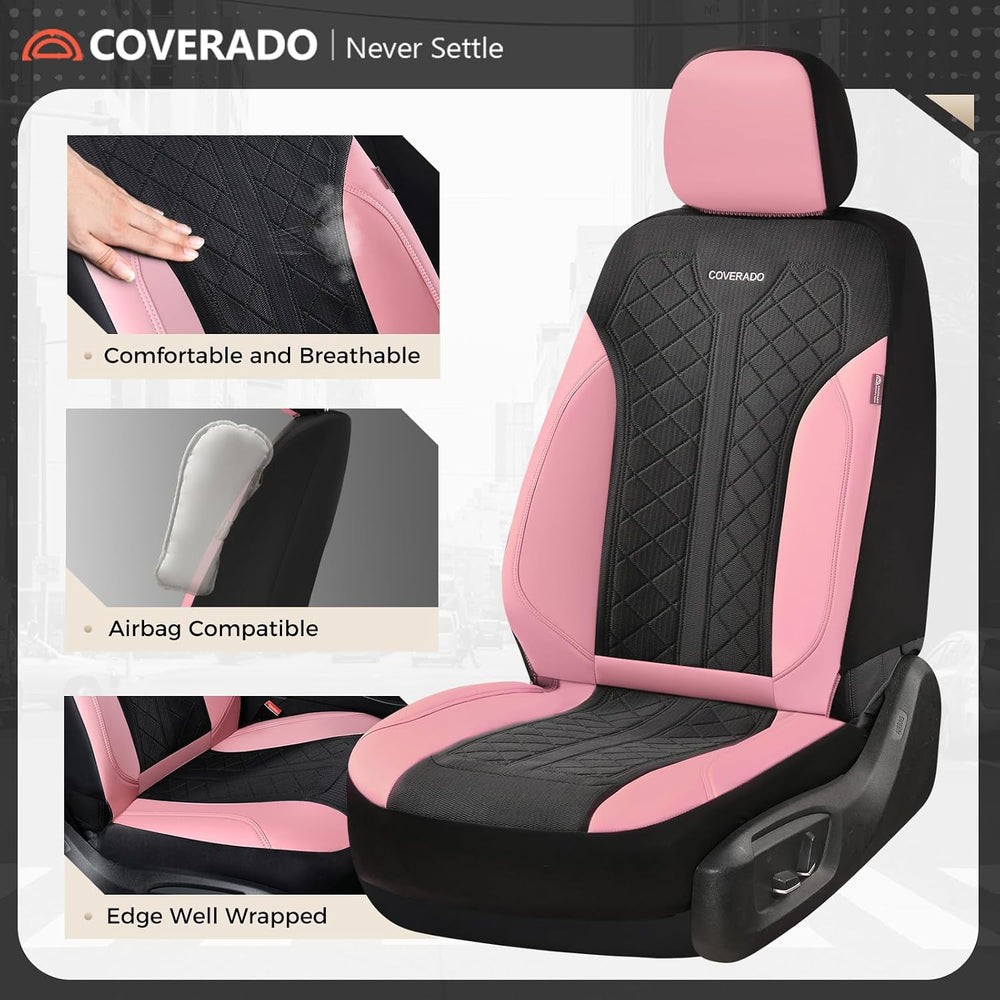 Coverado Automotive Seat Covers Full Set, Luxury Car Seat Covers, Leather Sea...
