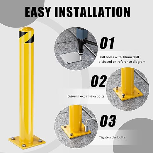 Safety Bollard Post, 36 Inch Height Steel Bollards, 4.5 Inch Diameter Parking...