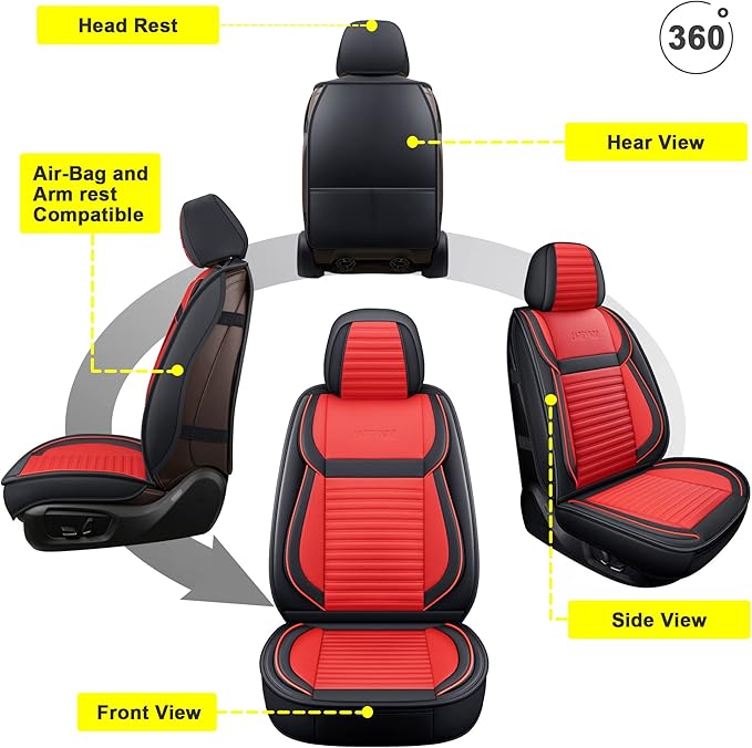 LINGVIDO Car Seat Covers, Breathable and Waterproof Faux Leather Automotive