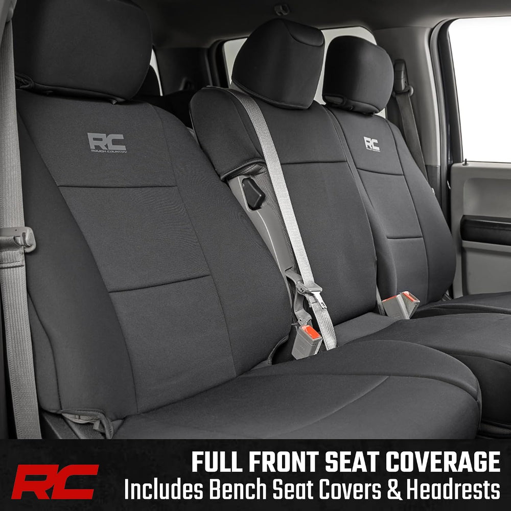 Rough Country Neoprene Front & Rear Seat Covers for Ford F-150, Lightning...