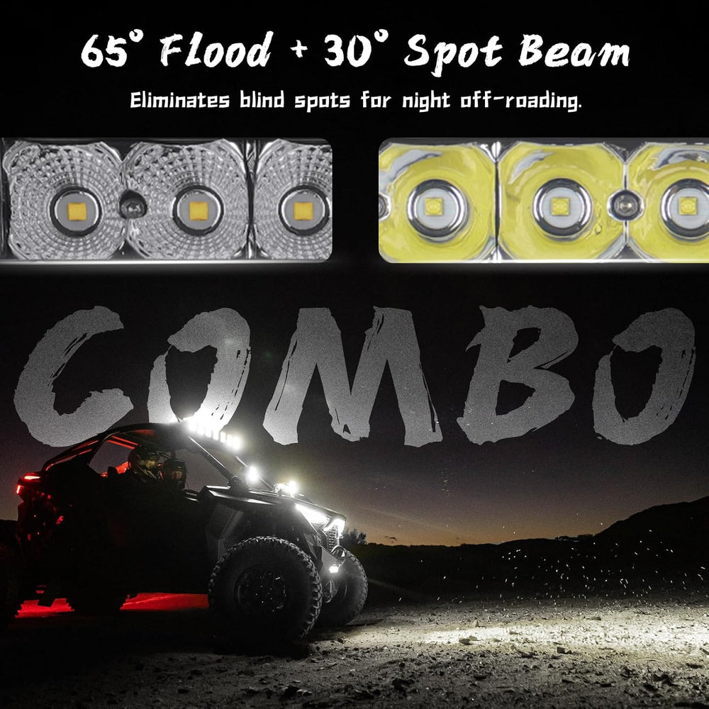 Can Am X3 Light Kits for Shock Tower Hood Mount, 50W Spot Flood Combo Beam wi...