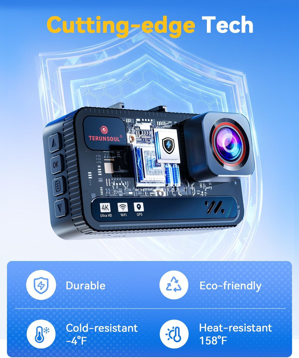 4K+4K Dash Cam, Free 128GB Card, 5.8GHz WiFi6 - up to 20MB/s