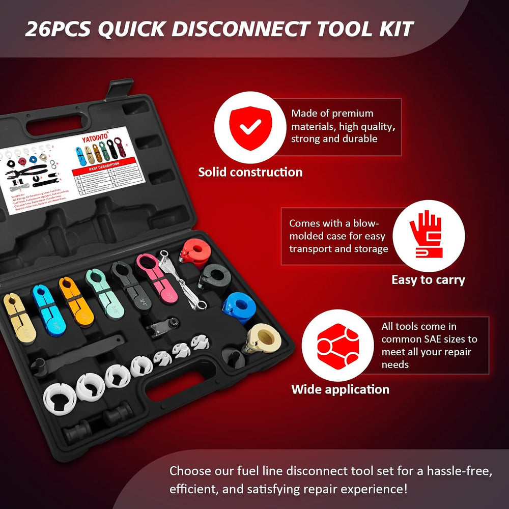 YATOINTO 26pc Fuel Line Disconnect Tool Set with Fuel and AC Disconnect Plier...