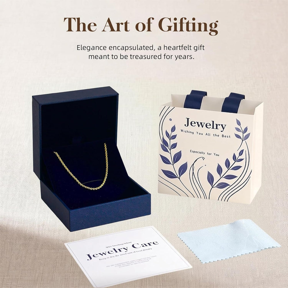 2mm Gold Rope Chain Necklace for Women & Men, 18K Gold Plated 925 Sterlin...