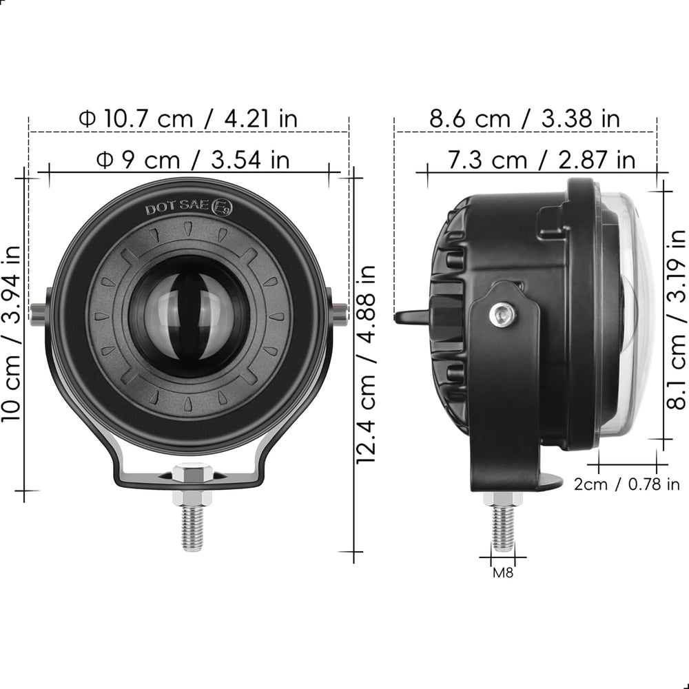 3.5 Inch Round LED Fog Lights, Anti-Glare Off Road LED Pod Lights
