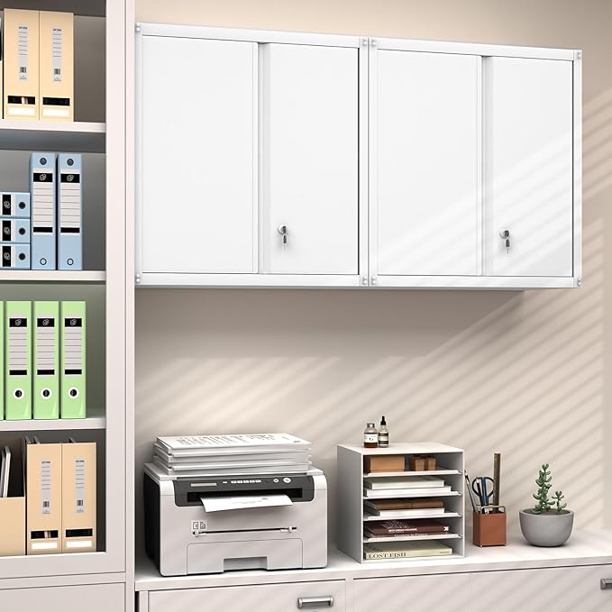 GREATMEET Metal Wall Cabinet, Wall Mounted Storage Cabinet