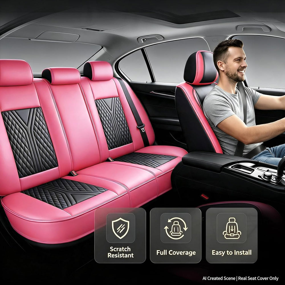 for Subaru Forester 2005-2027 Fit Seat Covers, Black&Pink