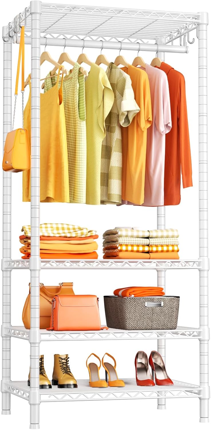Ulif H4 Mini Portable Closet, 4 Tiers Freestanding Clothing Garment Rack for ...