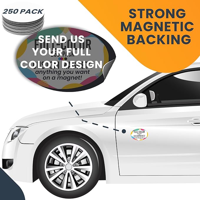 Magnet Me Up Customizable Magnet Pack, Oval Magnetic Decal, Advertising (250 ...