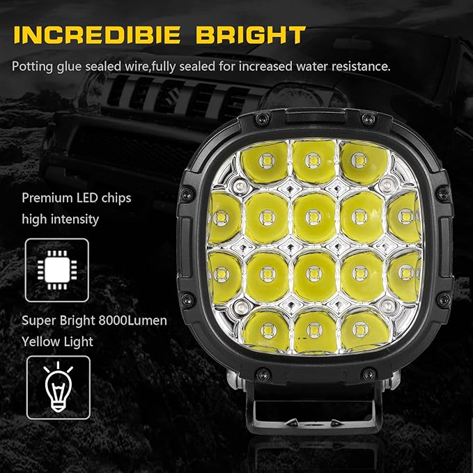 BIGLION.X 4 Inch Pair 160W Round LED Offroad Lights Super Bright Driving