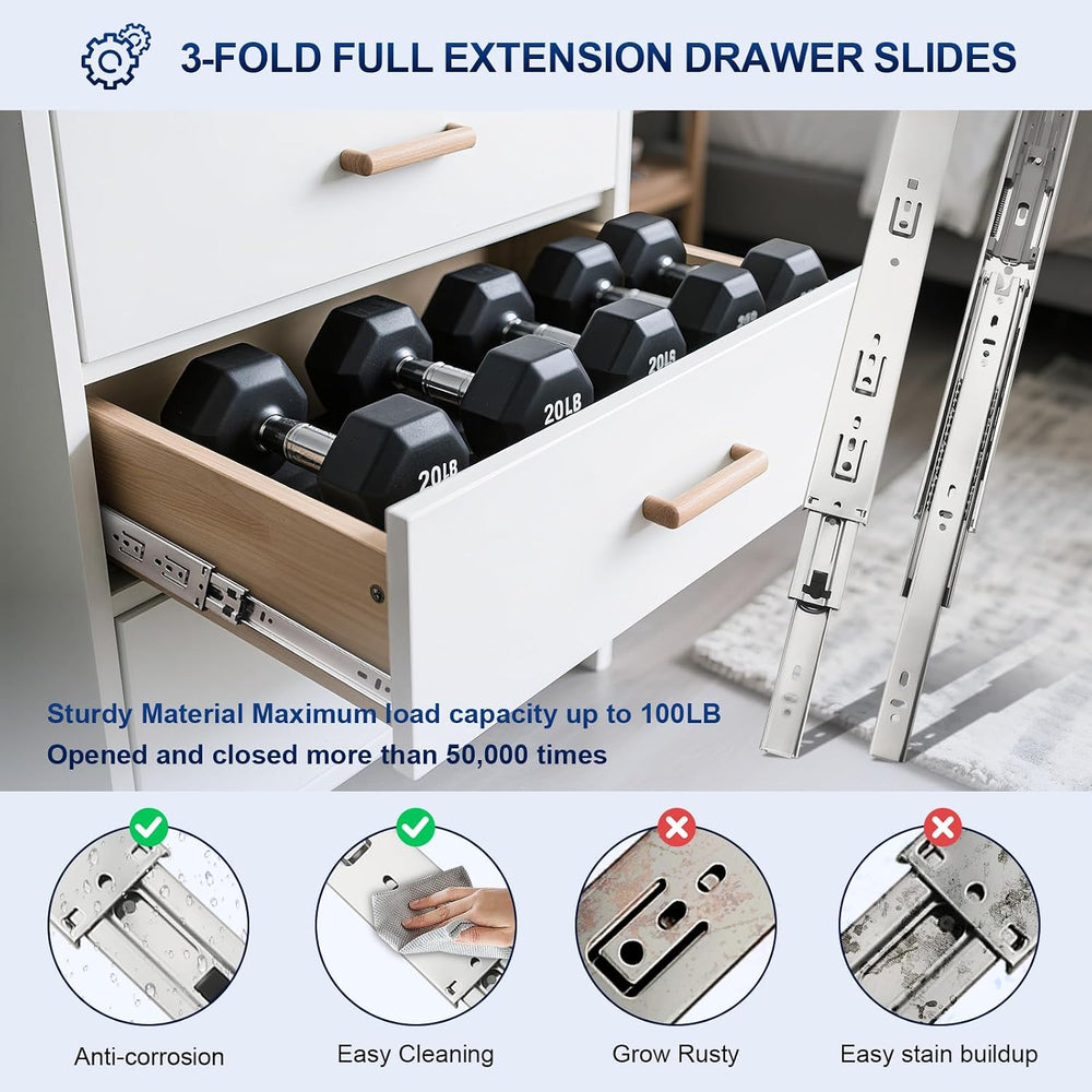 Probrico 10 Pairs 22 Inch Soft Close Drawer Slides, Ball Bearing Full Extensi...