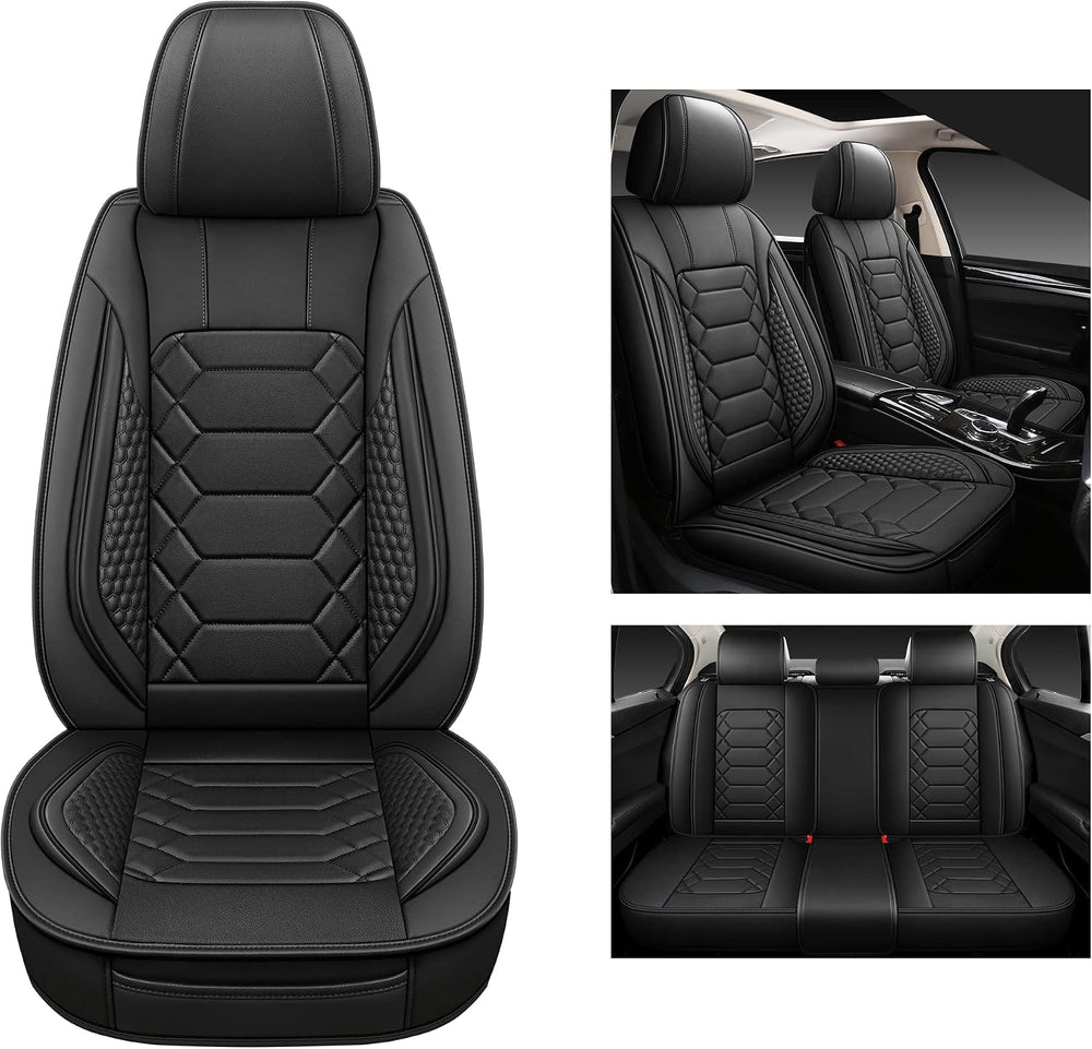 HAIYAOTIMES Leather Car Seat Covers Full Set, Waterproof Faux Leather Seat Co...