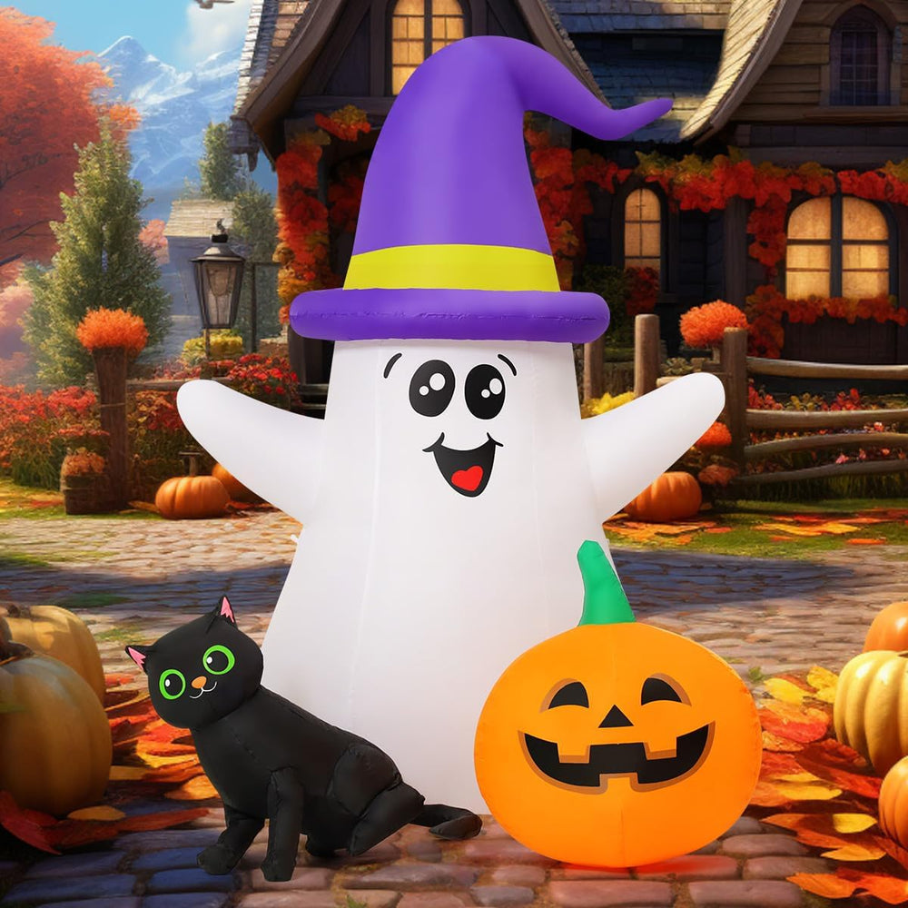 GOOSH 5 FT Halloween Inflatables Ghost Outdoor Decorations Blow Up Yard Cute ...
