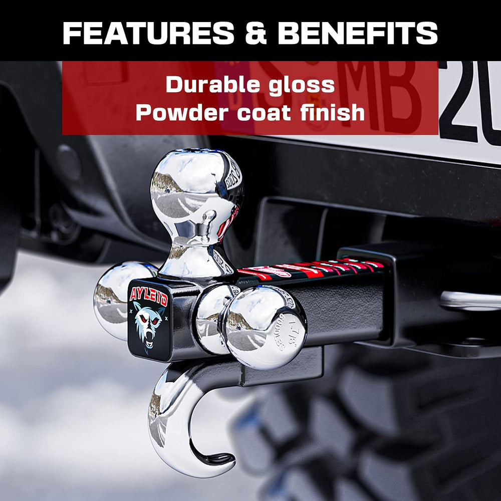 Ayleid Trailer Hitch Tri-Ball Mount with Hook & Pin Balls Sized 1-7/8 , 2...