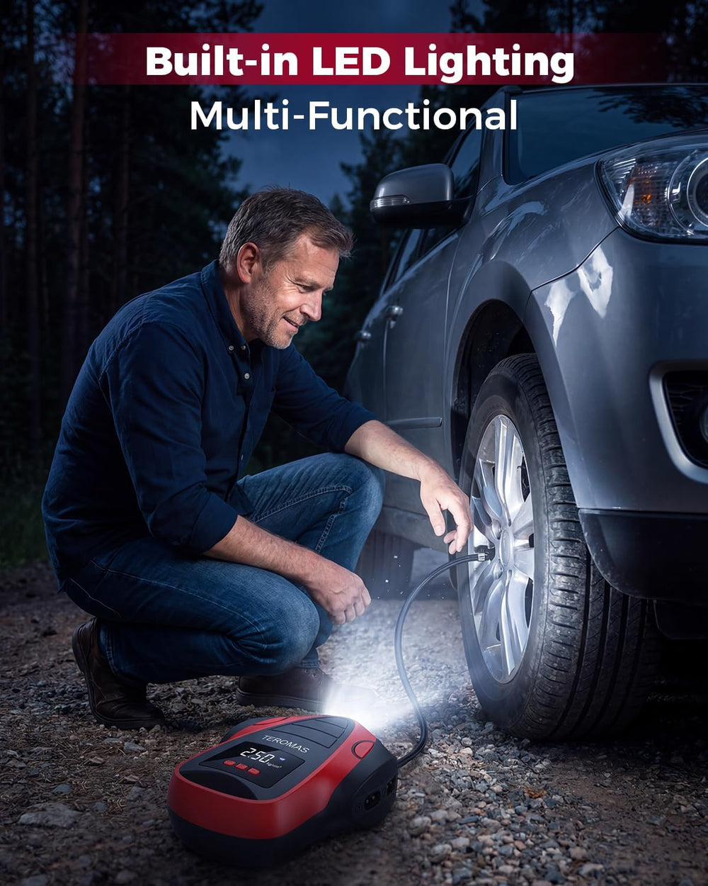 Tire Inflator Portable Air Compressor, Air Pump DC/AC for Car Tires 12V DC an...