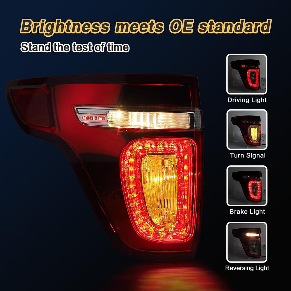 Tail Lights Compatible with 2011 2012 2013 2014 2015 Ford Explorer Rear Brake...