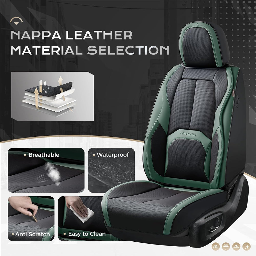 Coverado Automotive Seat Covers Front Seats, Leather Seat Covers 2 Pack, Blac...