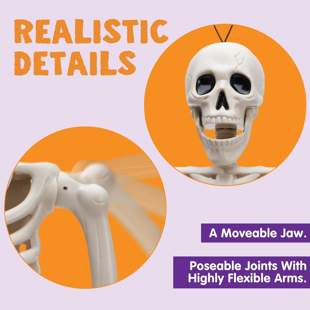 JOYIN 12 PCS 16" Halloween Skeleton Decor, Full Body Movable Stayable Jo...