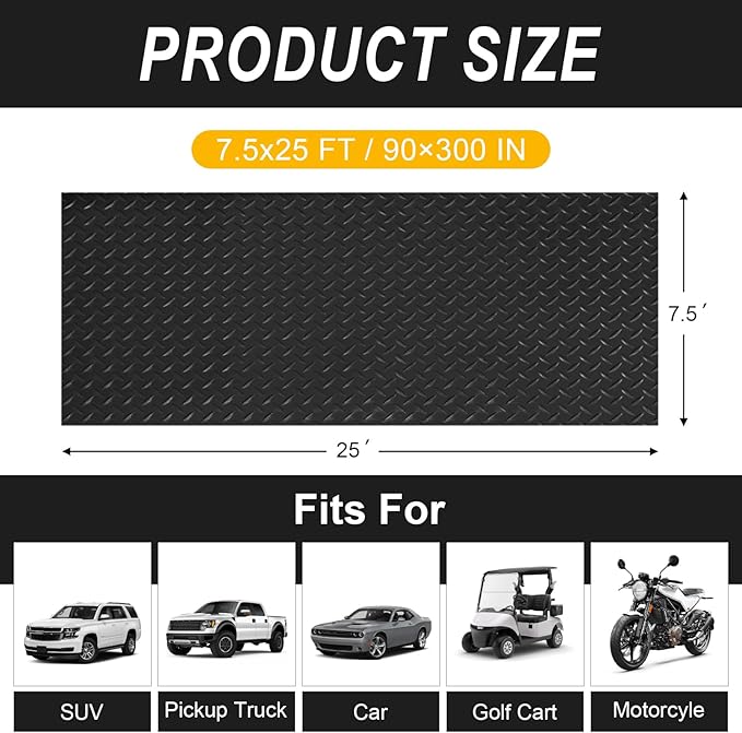 7.5x25 FT Garage Floor Mat, 2.8mm Thickened Flooring Roll (20Pcs)