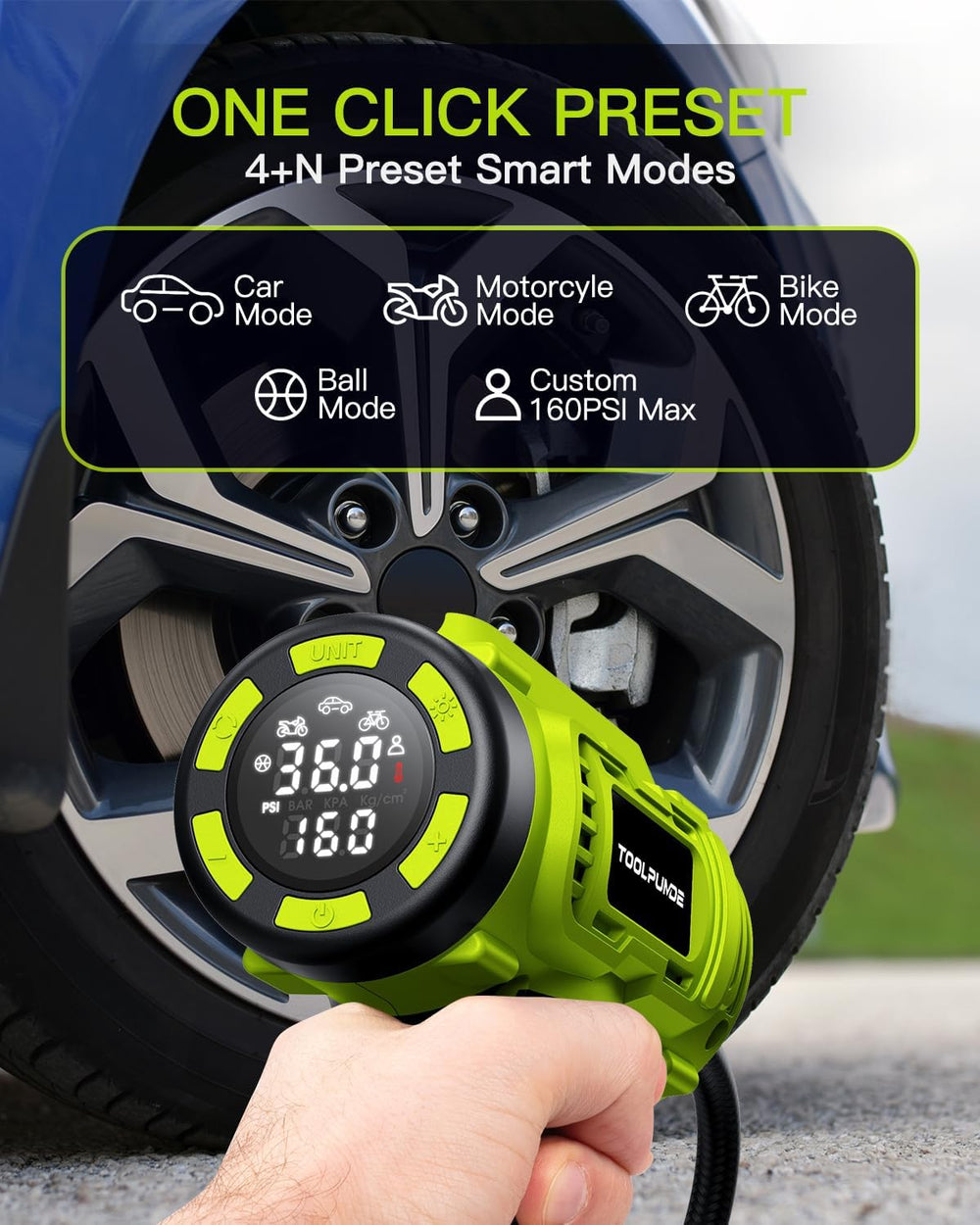 Upgraded Tire Inflator Portable Air Compressor, 5X Faster Inflation, 21V Rech...