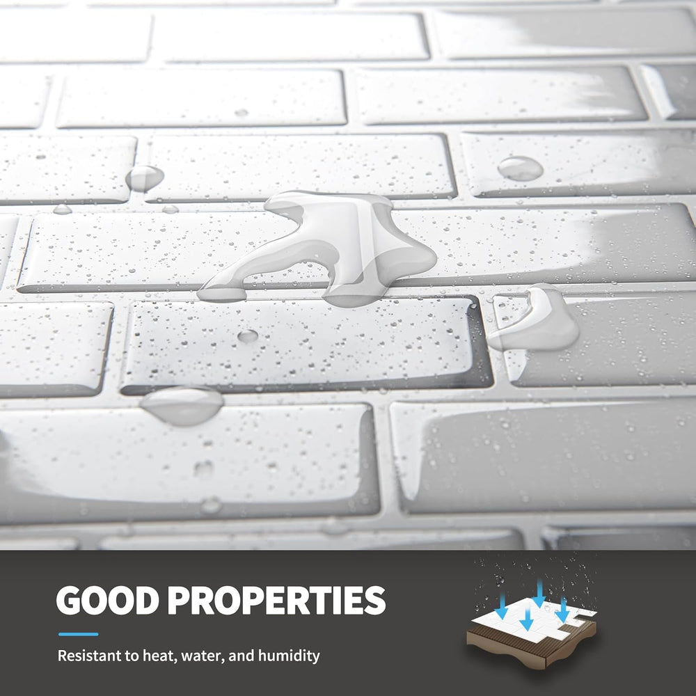 Art3d 10-Pack Peel and Stick Stone Backsplash Tile, 12" x 12", Whit...