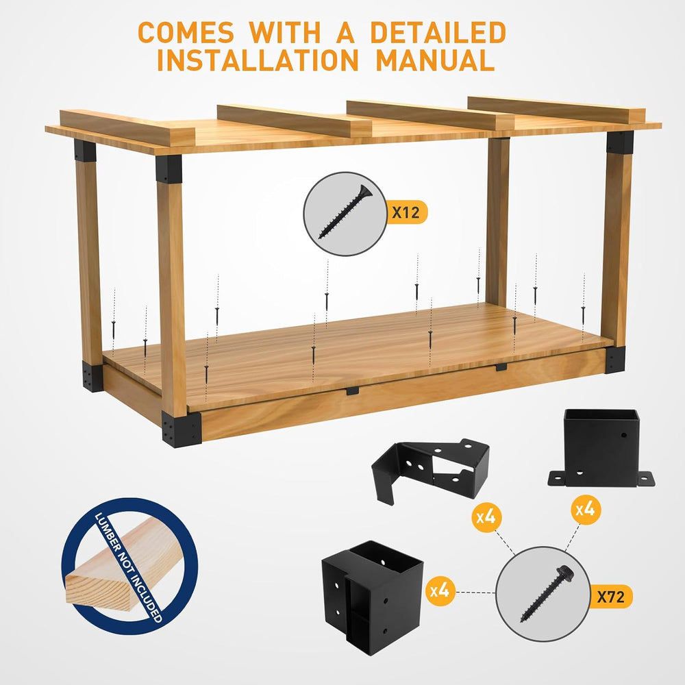 Heavy Duty Overhead Garage Storage Rack Kit for 2x4 Wood (Actual 1.5"x3....