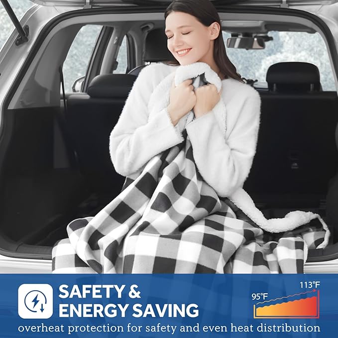 Sealy 12-Volt Heated Car Blanket, Portable Electric Blanket