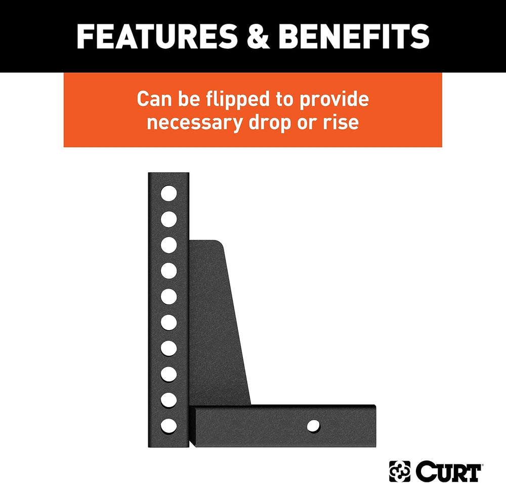 Curt Manufacturing 17123 Adj Hitch Bar 9 in X 7 in with 10 1/2 in Rise