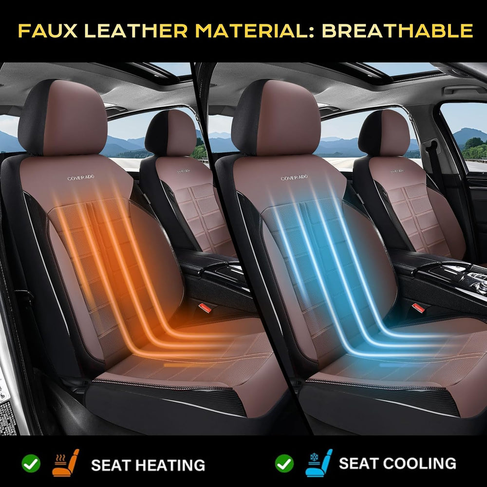 Coverado Full Set Leather Car Seat Covers, Crafted with Full Leather Construc...