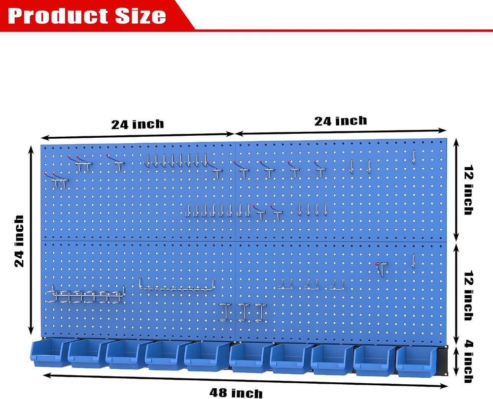 Pegboard Wall Organizer, Blue Metal Peg board Panels