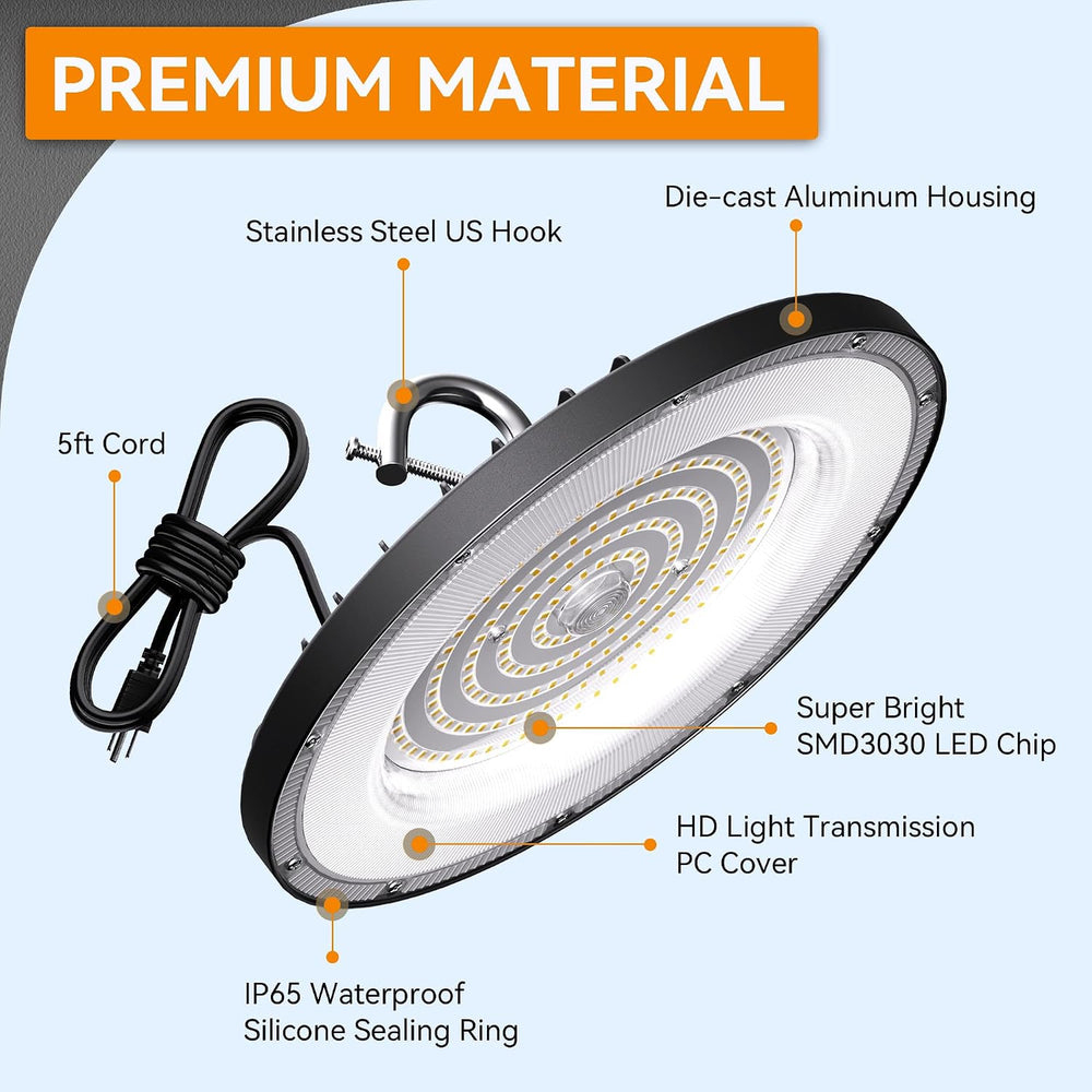 10 Pack UFO High Bay Led Shop Lights 150W, 21,000lm 5000K, ETL