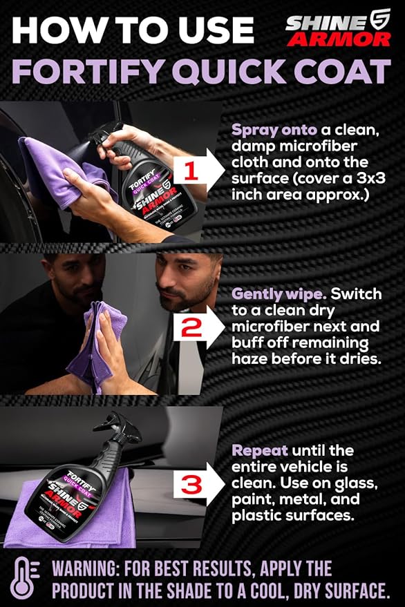 SHINE ARMOR Ceramic Coating Fortify Quick Coat Car Wax Polish Spray Waterless