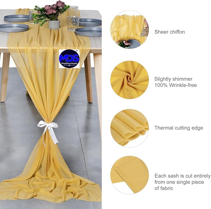 MDS Halloween Chiffon Table Runner - 5 Pack, 29 x 170 Inches, 14ft Each - She...