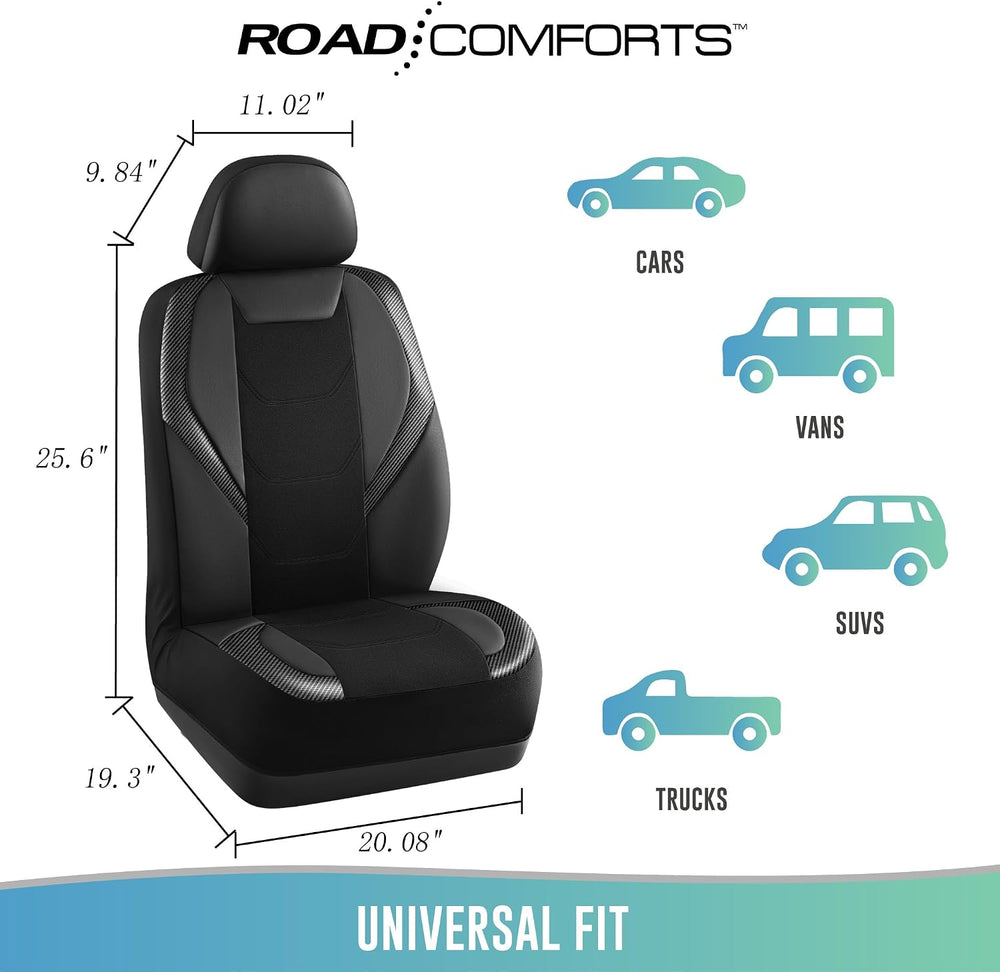 Road Comforts Car Seat Cover, Leather Mesh Front Seat Cover, Universal Fit fo...