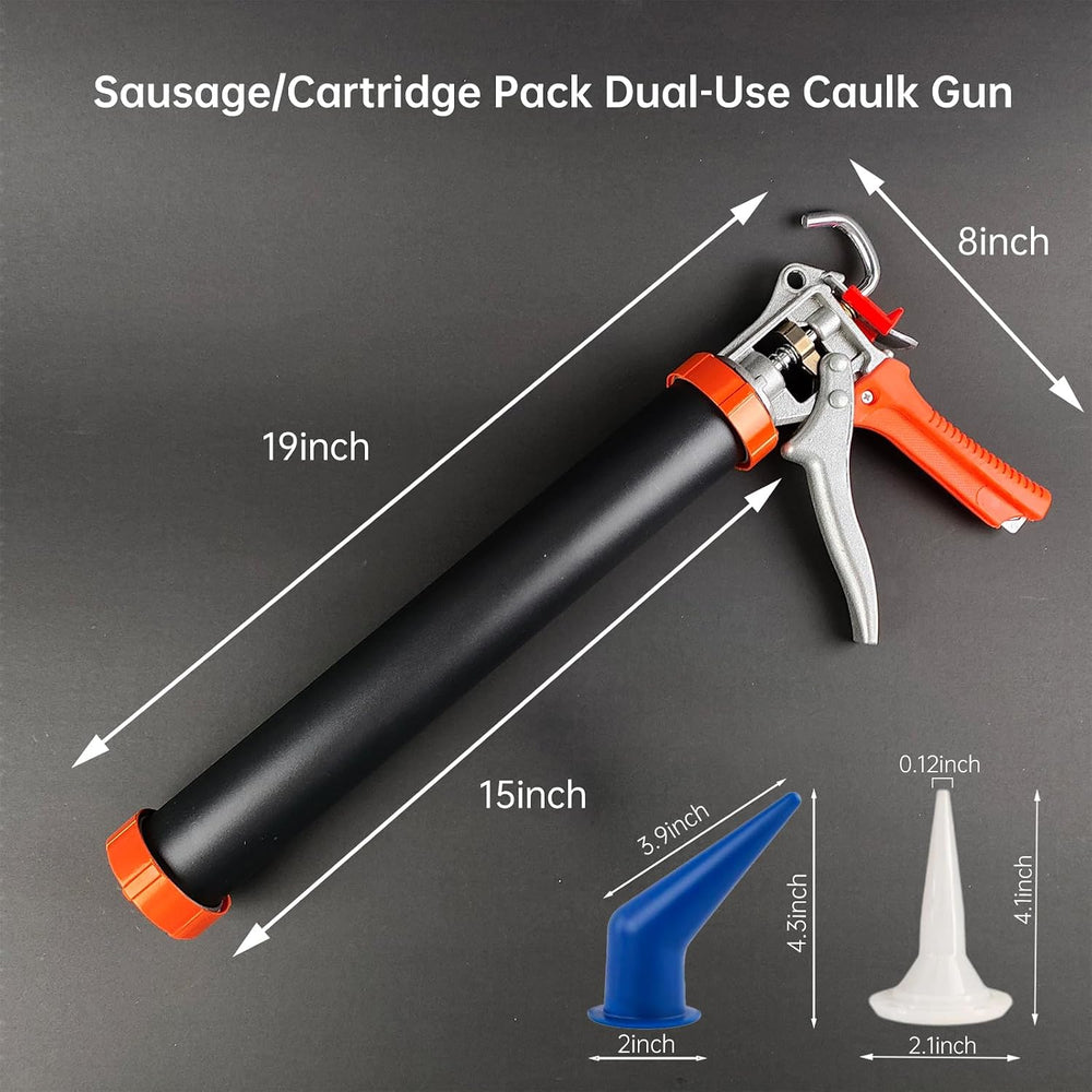 Sausage Tube Caulk Gun,20 oz Sausage Pack/10 oz Cartridge Adhesive (Black)