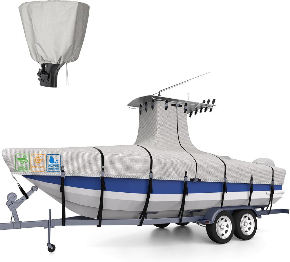 1200D Waterproof 5-Ply T-Top Boat Cover for 22-24ft Center Console Boats