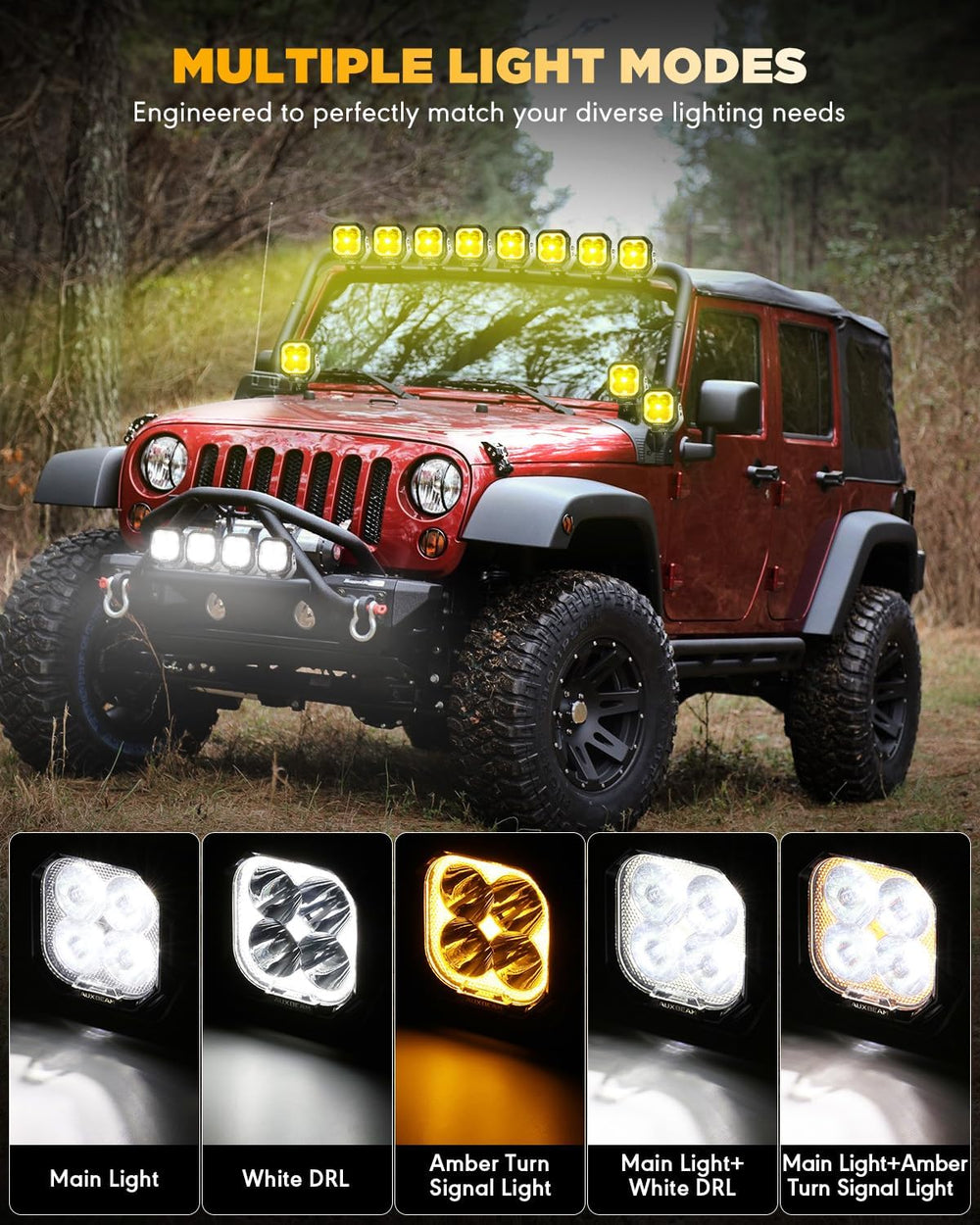 Auxbeam Color Play Series 3 Inch LED Pod Lights with DRL & Turn Signal