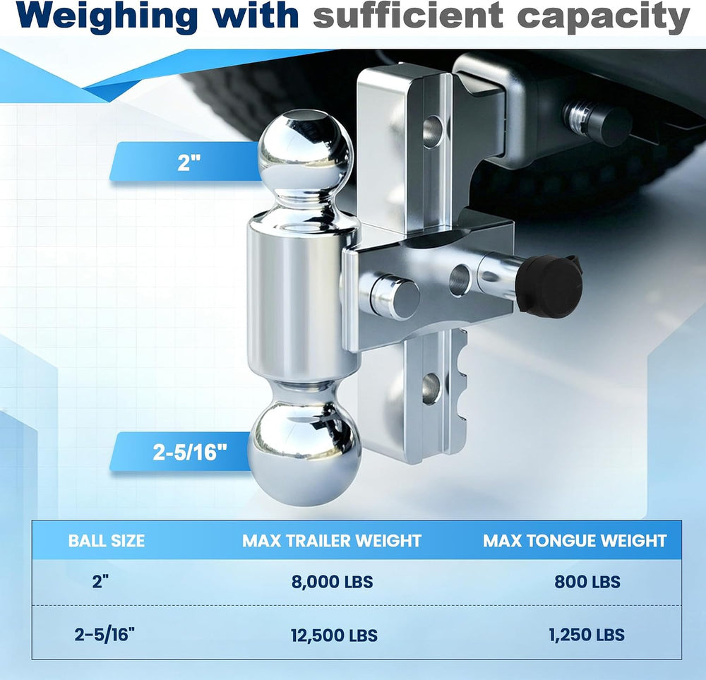 Adjustable Trailer Hitch for 2 Inch Receiver,Tow Hitches with 10-Inch Drop