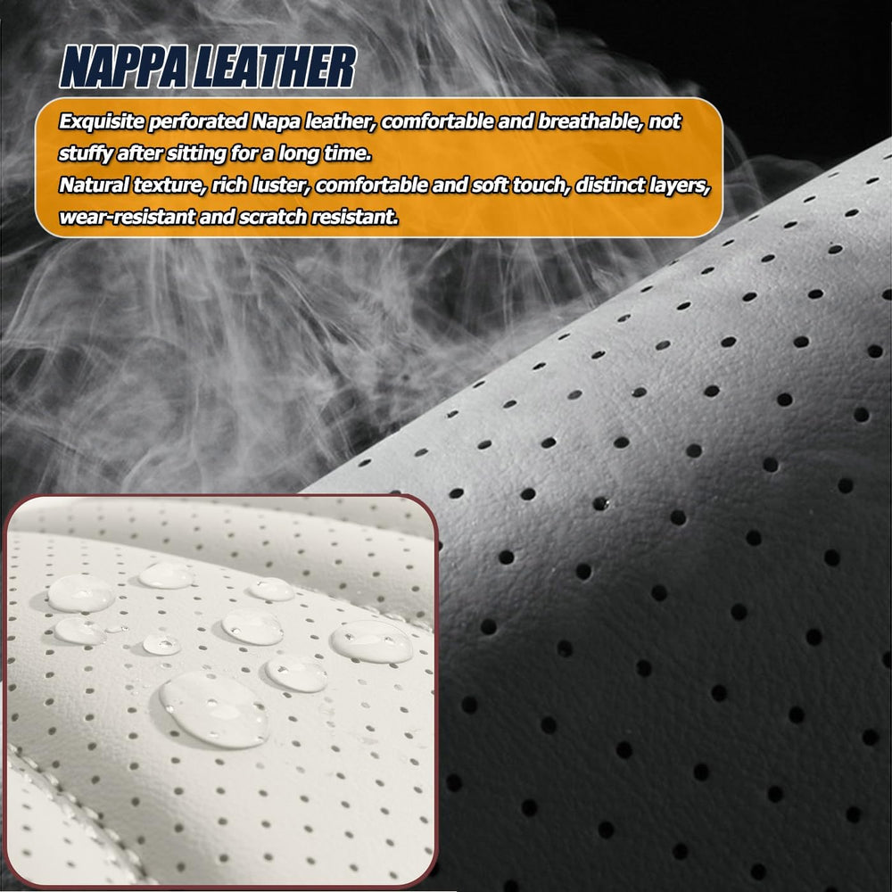 Car Seat Covers for 2 Seats - Nappa Leather 3D Foam Back Support, Super Breat...