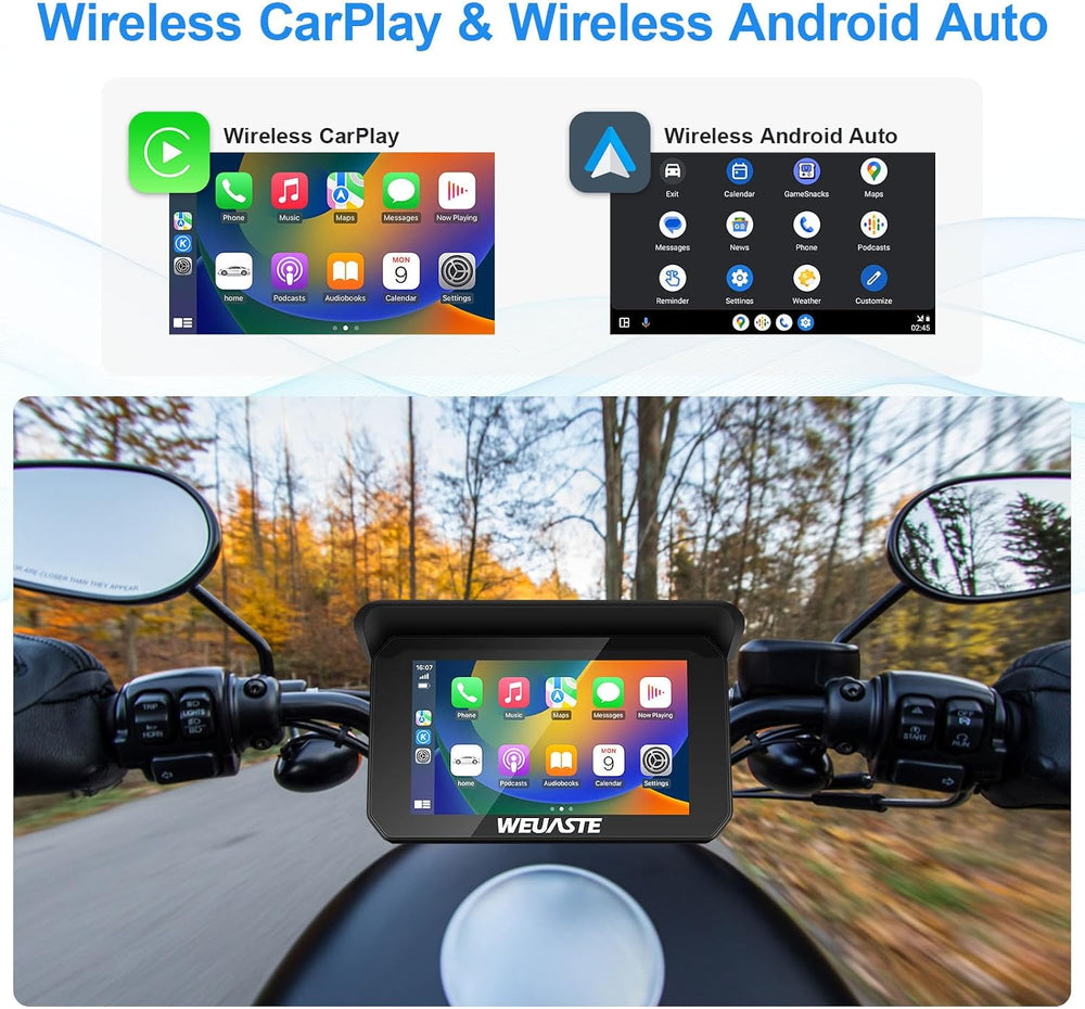 Portable 5" Wireless Motorcycle Carplay (Include 128 GB TF) with 1080P D...