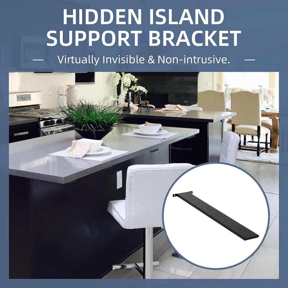 Hidden Island Countertop Support Bracket, Solid Heavy Duty Floating Shelf Bra...