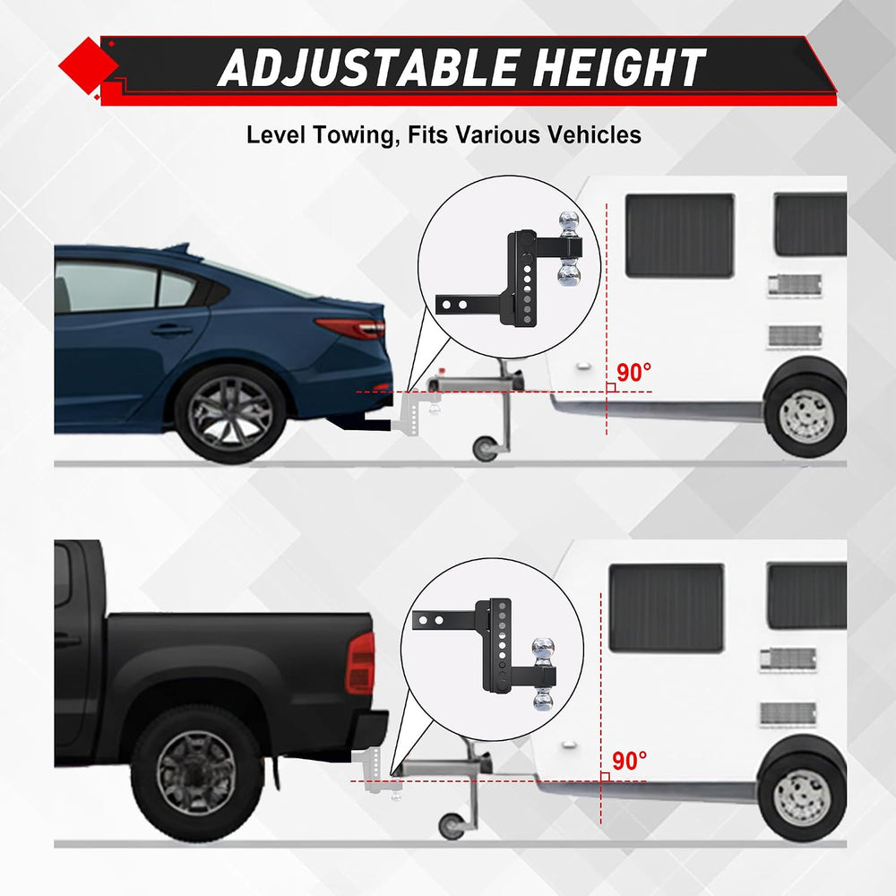 TYT Adjustable Truck Trailer Hitch for 2 inch Receiver, 6" Drop/Rise Tow...