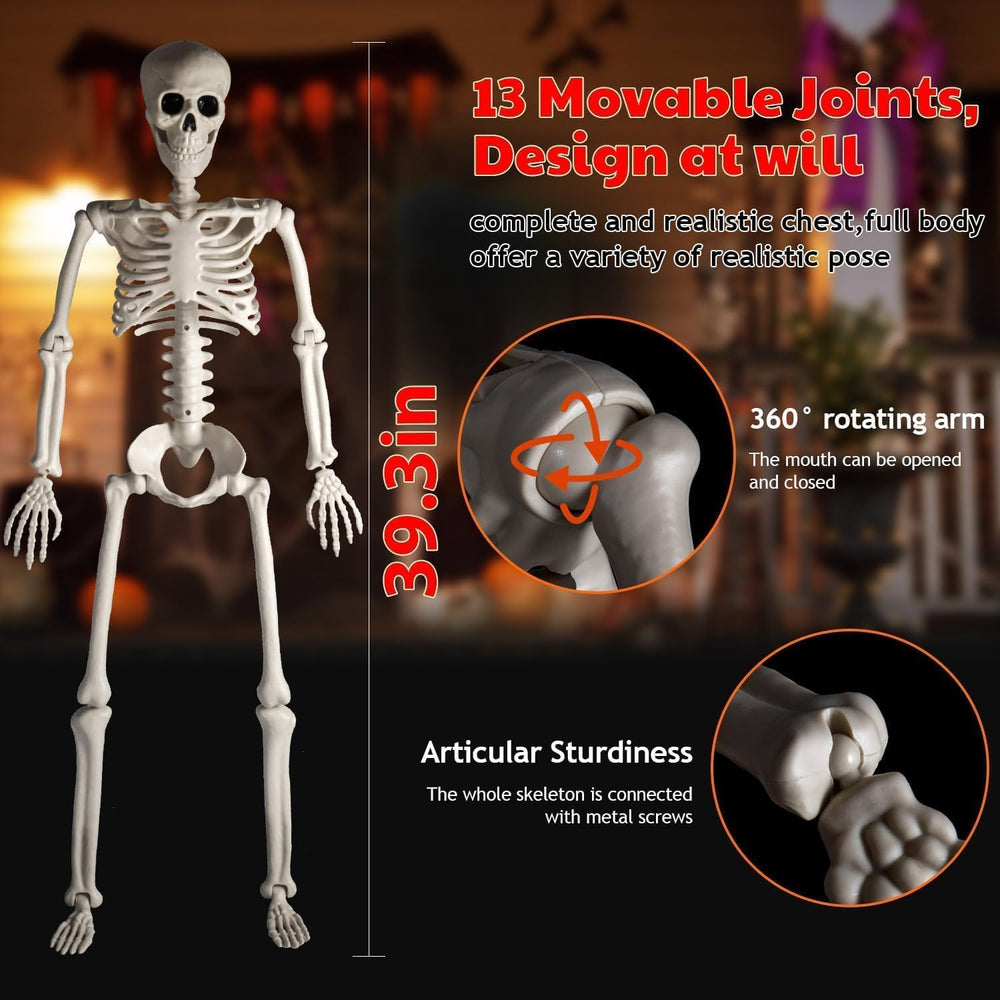 4Pack 36 Inches Pose-N-Stay Halloween Skeleton Life Size Full Body Posable Mo...