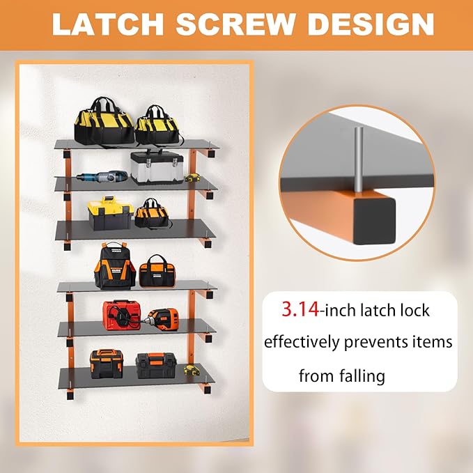 4 Pack Wall-Mounted Lumber Rack, Heavy Duty Wood Storage Racks, 6-Level System