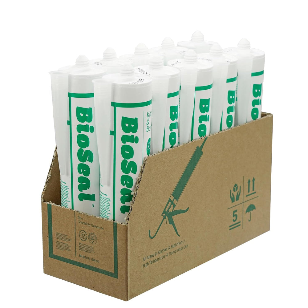 Clear BioSeal 100% Silicone Sealant Caulk Kitchen and Bath Grade, Waterproof ...