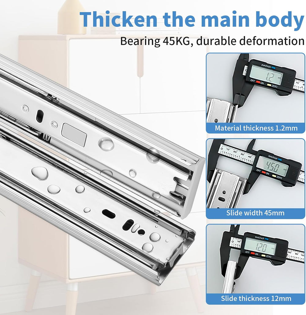Sulawskys Soft Close Drawer Slides 18 Inch, 6 Pairs – Full Extension 100LB