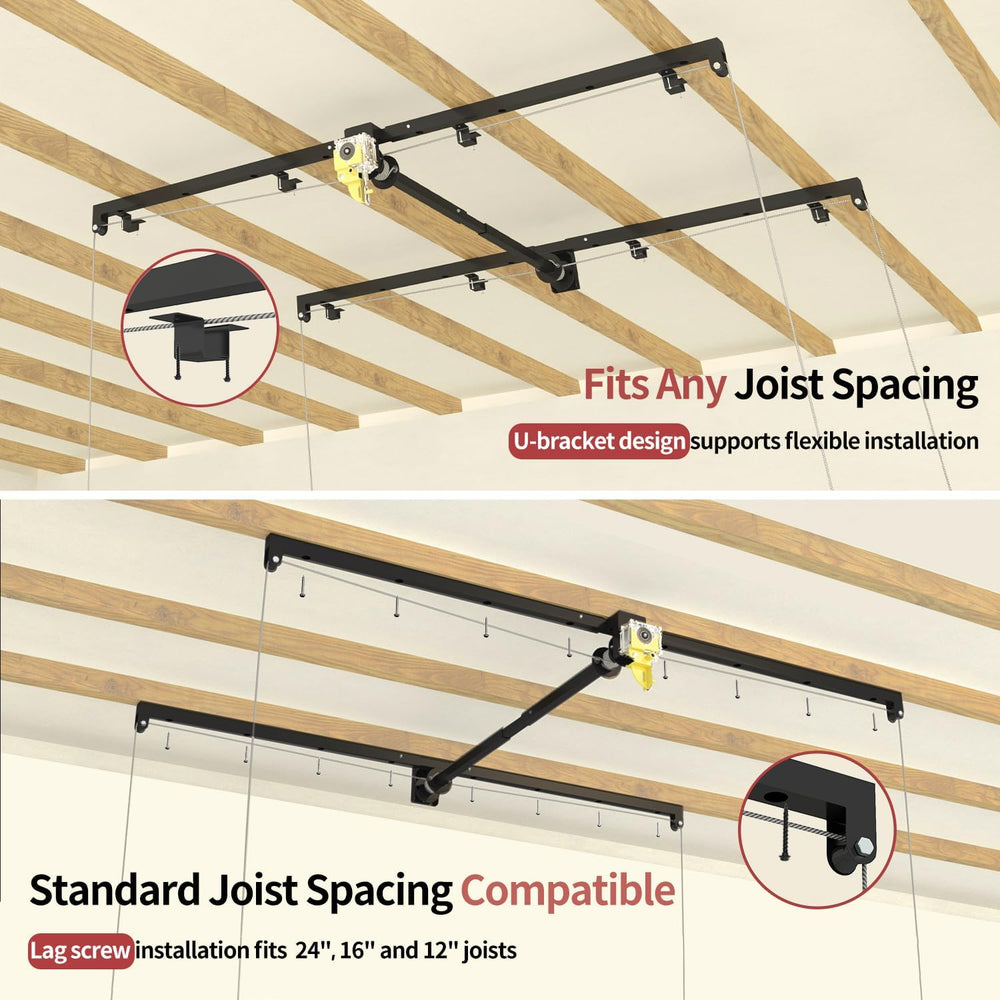 Garage Ceiling Storage Racks – 4x8 FT Overhead Garage Storage Rack with Safet...