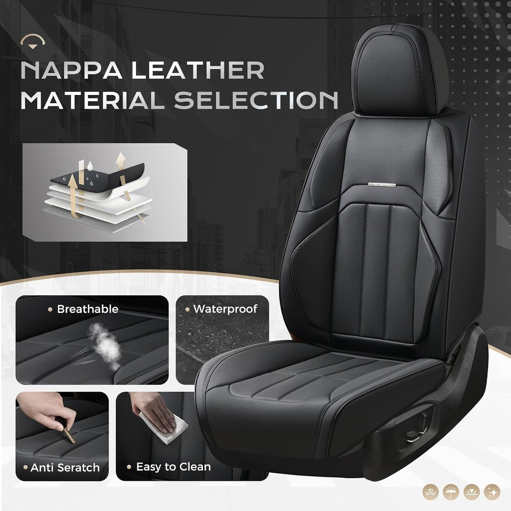Coverado Nappa Leather Car Seat Covers Front Set, Luxury Waterproof Seat Prot...