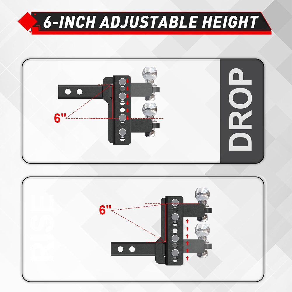 TYT Adjustable Trailer Hitch Ball Mount for 2 Inch Receiver